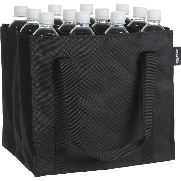 AmazonBasics Flaschentasche, 12 Fächer, 0,75 l Flaschen, Schwarz