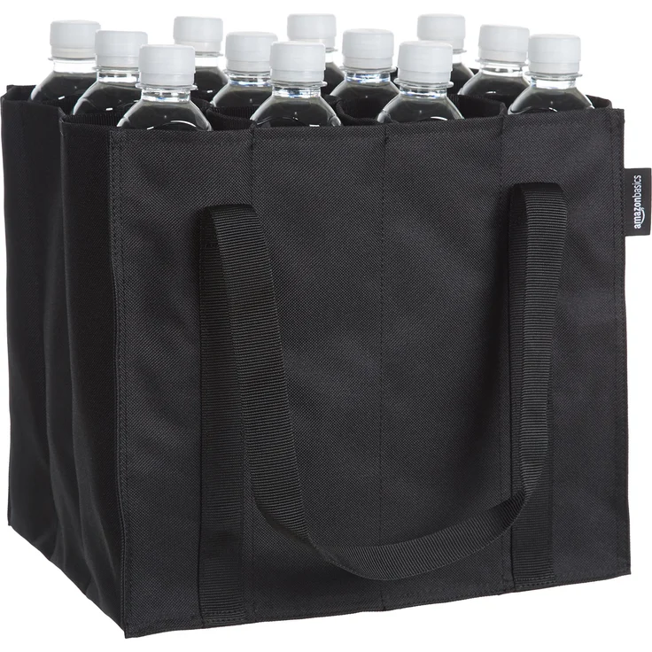 AmazonBasics Flaschentasche, 12 Fächer, 0,75 l Flaschen, Schwarz