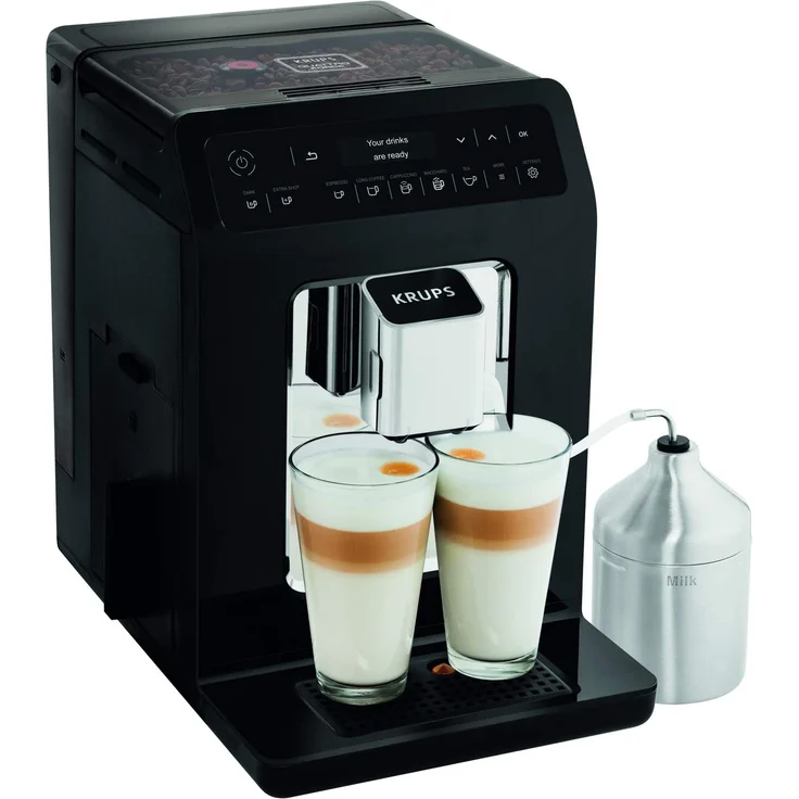 Krups EA8918 Evidence Kaffevollautomat mit integriertem Mahlwerk, OLED-Display Barista Quattro Force Technologie, 12 Kaffee-Variationen, 3 Tee-Variationen, One-Touch-Cappuccino Funktion, 2-Tassen Funktion, schwarz – Bild 2