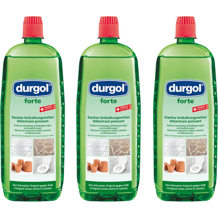 Durgol Forte Extra Starker Entkalker Set, Kaltentferner, Kalkreiniger, Kalklöser, 3x 1 L, 4-466