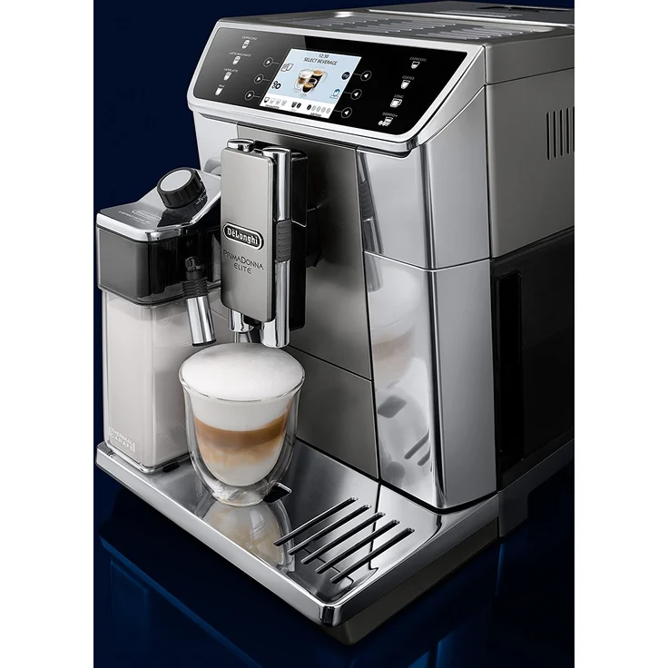 De'Longhi PrimaDonna Elite ECAM 656.55.MS Kaffeevollautomat mit Milchsystem und integriertem Mahlwerk, Cappuccino und Espresso auf Knopfdruck, 3,5 Zoll TFT Touchscreen Farbdisplay und App-Steuerung, Edelstahlfront, silber – Bild 7