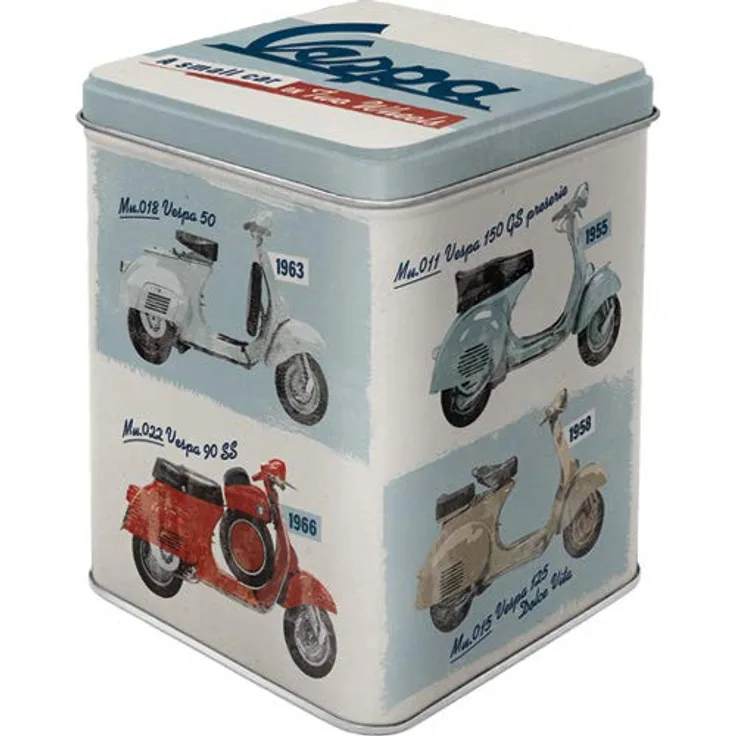 Nostalgic-Art Retro Teedose Vespa ? Model Chart ? Geschenk-Idee für Roller-Fans, Aufbewahrung für losen Tee und Teebeutel, Vintage Design, 100 g