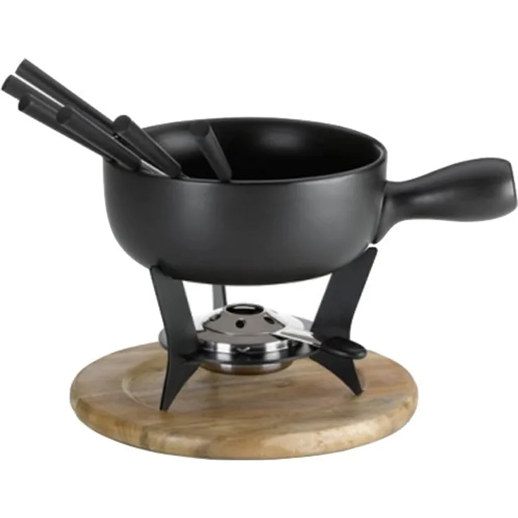 kela Käsefondue-Set Country Keramik schwarz 21cm 22cmØ, 22x22x21 cm