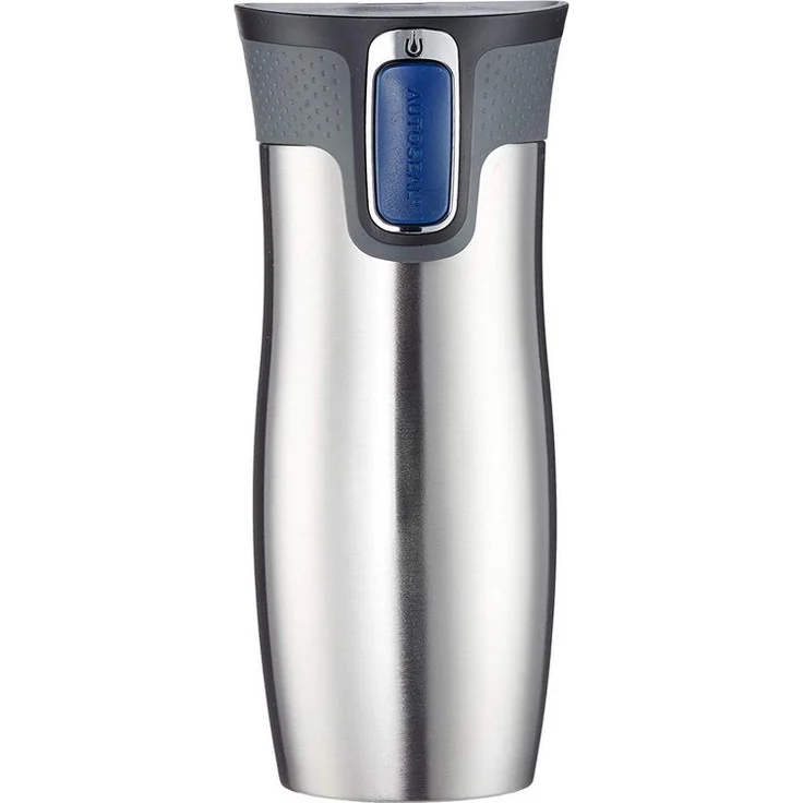 Contigo Thermobecher West Loop Autoseal, Edelstahl Isolierbecher, Reisebecher, Kaffebecher To Go, 100% dicht, auslaufsicher, hält bis zu 5h heiß-12h kalt, 470 ml, Silber – Bild 1