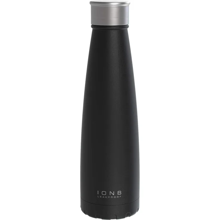 ion8 auslaufsichere Vakuum-Isolierflasche & Wiederverwendbare Wasserflasche aus Edelstahl, 450 ml - 15 Unzen (Schwarz)