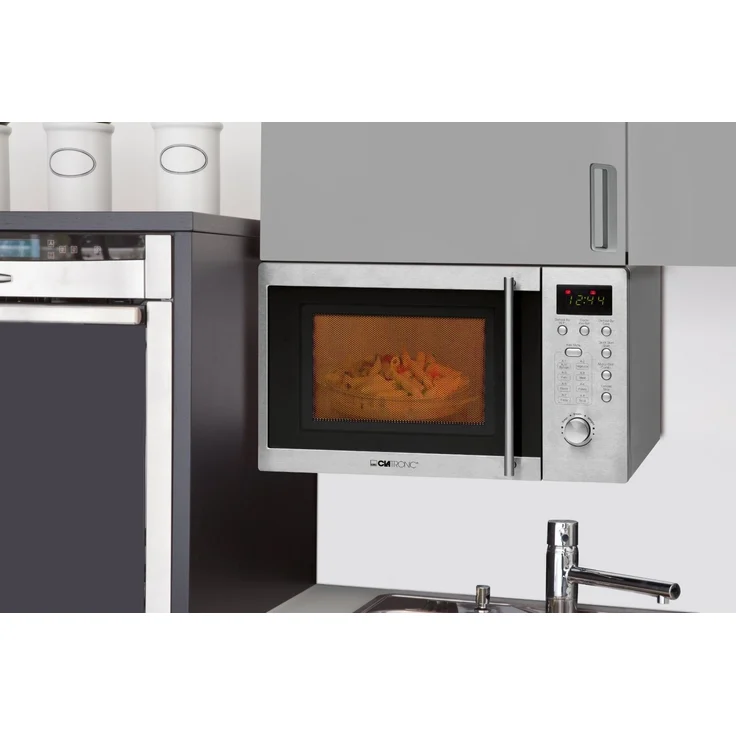 Clatronic MWG 778 U Mikrowelle mit Grill, unterbaufähig, Standgerät, 20 Liter Garraum, 800 Watt, 8 Automatikprogramme, 95-Minuten-Timer mit Endsignal, Digitaluhr – Bild 2