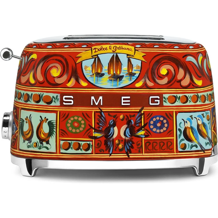 SMEG TSF01DGEU Doppelschlitztoaster, 950W, 6 Bräunungsstufen, rot, gelb, blau – Bild 2