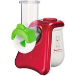 Moulinex DJ8115 Elektrisches Schnitzelwerk Fresh Express Max Zerkleinerer (260W) 5 Trommeleinsätze Würfelfunktion weiß-metallic rot