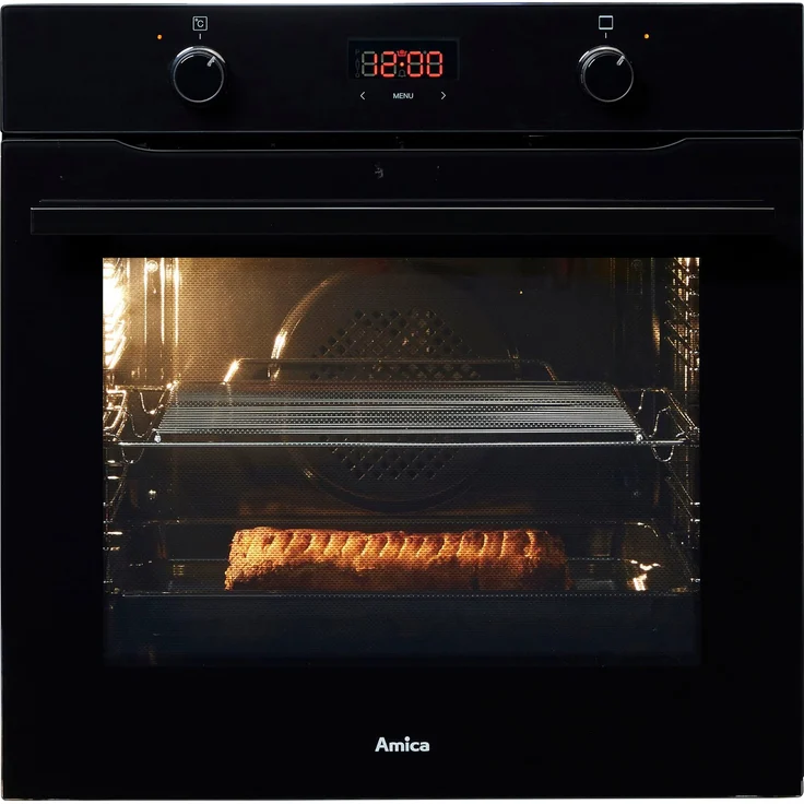 Einbaubackofen 60cm Heißluft Umluft Grill Timer Schwarz Amica EBX 943 600 S – Bild 5