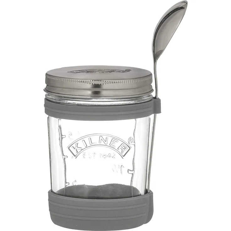 Kilner 0025.011 Suppenglas mit Löffel, 350 ml To Go Glas, 350 milliliters