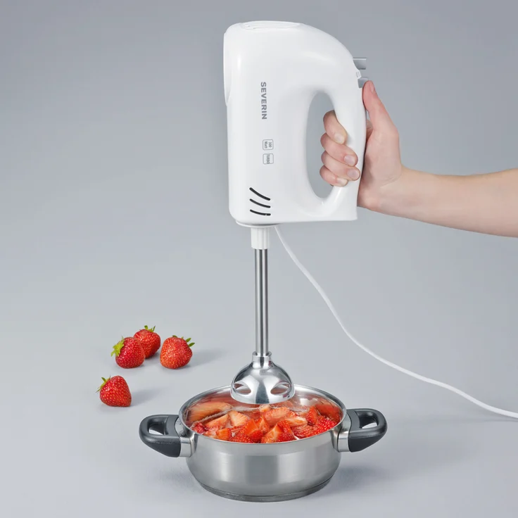 Severin HM 3822 Handmixer mit Stabmixer-Aufsatz, ca. 300 W, weiß-grau – Bild 3