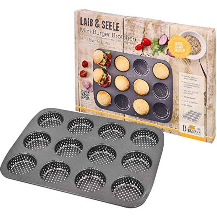 RBV Birkmann, 210417, Laib und Seele, Mini-Burger Brötchen-Blech, 12-fach – Bild 1
