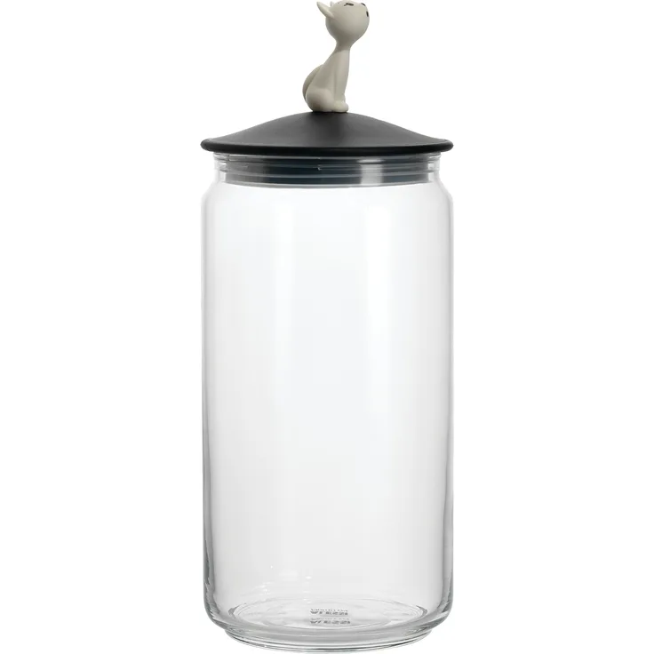 Alessi ''MIÒJAR'''', Behäl+C2ter für Katzenfutter aus Glas mit Deckel aus thermoplastischem Harz, schwarz
