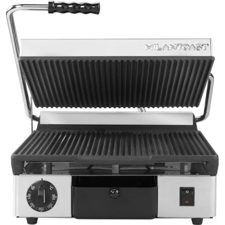 Premium Kontaktgrill Gusseisenplatte gerillt, oben und unten