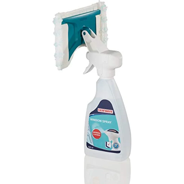 Leifheit Window Spray Cleaner micro duo Fensterputzer zum Einsprühen und Einwaschen, Fensterwischer mit flexiblem Gelenk, austauschbarer Fensterreiniger – Bild 1
