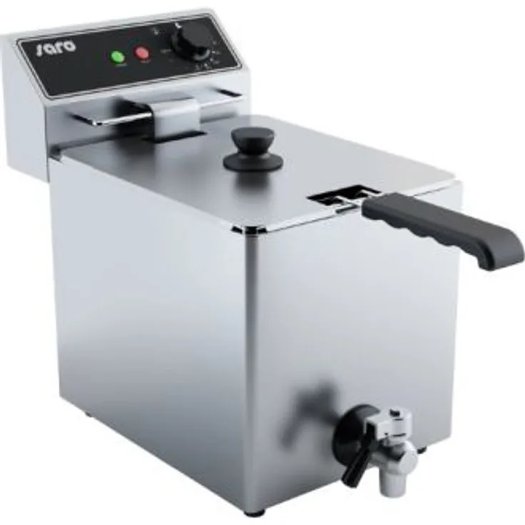 SARO Fritteuse Modell EF 8, mit Öl, 8 Liter Fassungsvermögen, silber, Edelstahl