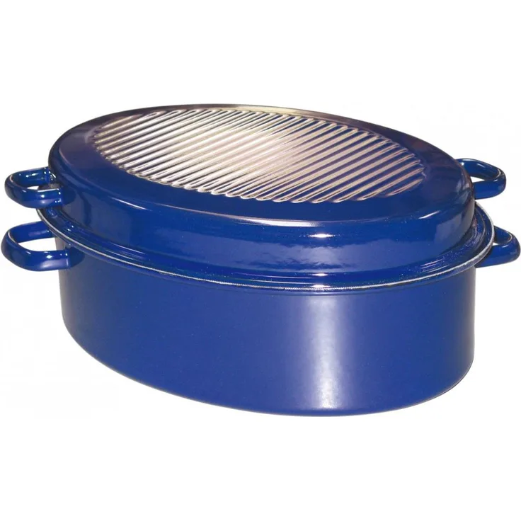 Gänsebräter oval mit Deckel 38 cm Bräter 6,5l Schmortopf Bratentopf Emaille backofengeeignet groß