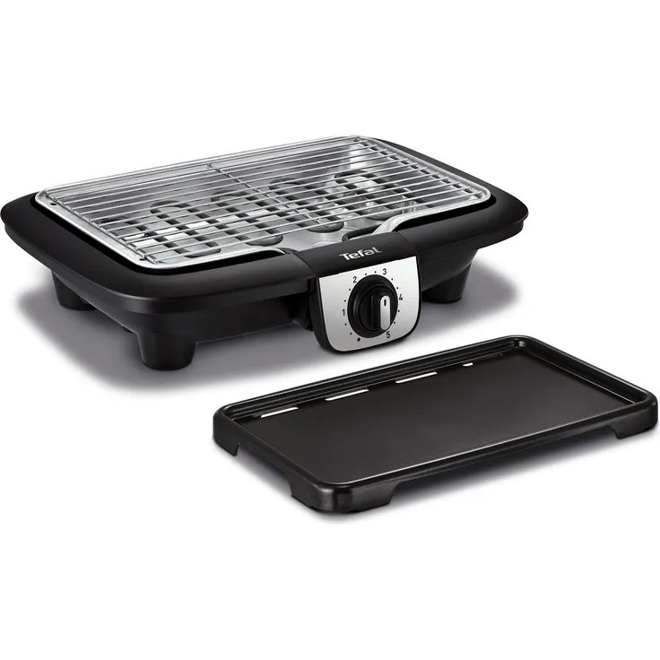 Tefal Elektrogrill, multifunktional, Easy Grill?, 2-in-1, für BBQ-Grill und Plancha, Verwendung im Innen- und Außenbereich, 2100 W Tischgrill Schwarz