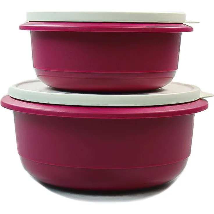 TUPPERWARE Rührschüssel Pro 2,0 L + 1,0 L dunkelpink Hefeteig Hefe Teig Schüssel Germteig