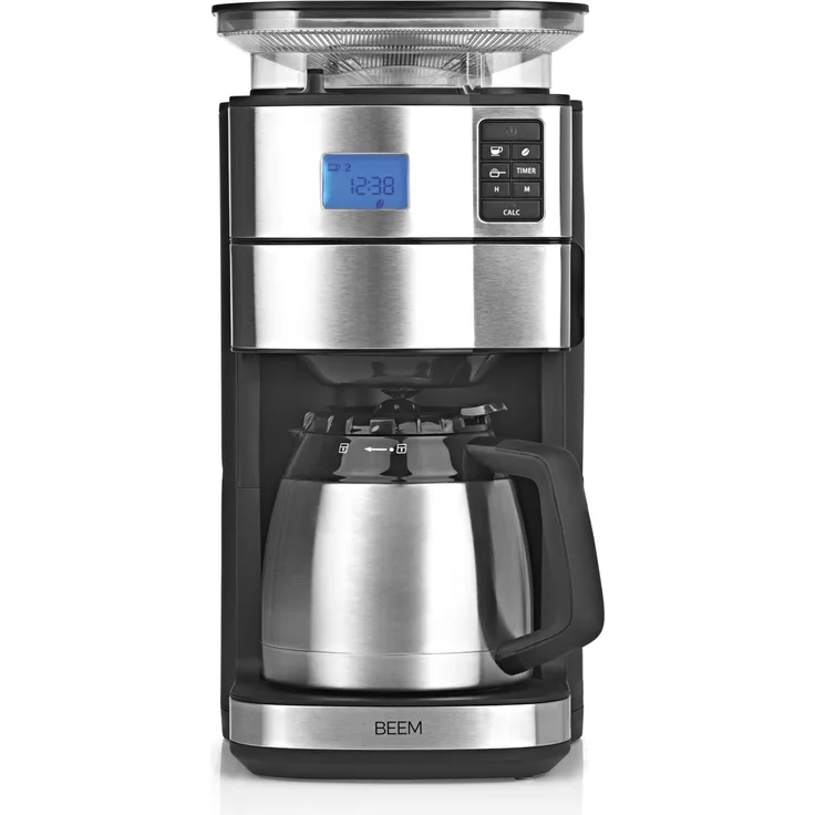 BEEM FRESH-AROMA-PERFECT II Filterkaffeemaschine mit Mahlwerk - Thermo, 1,25 l, silber-schwarz