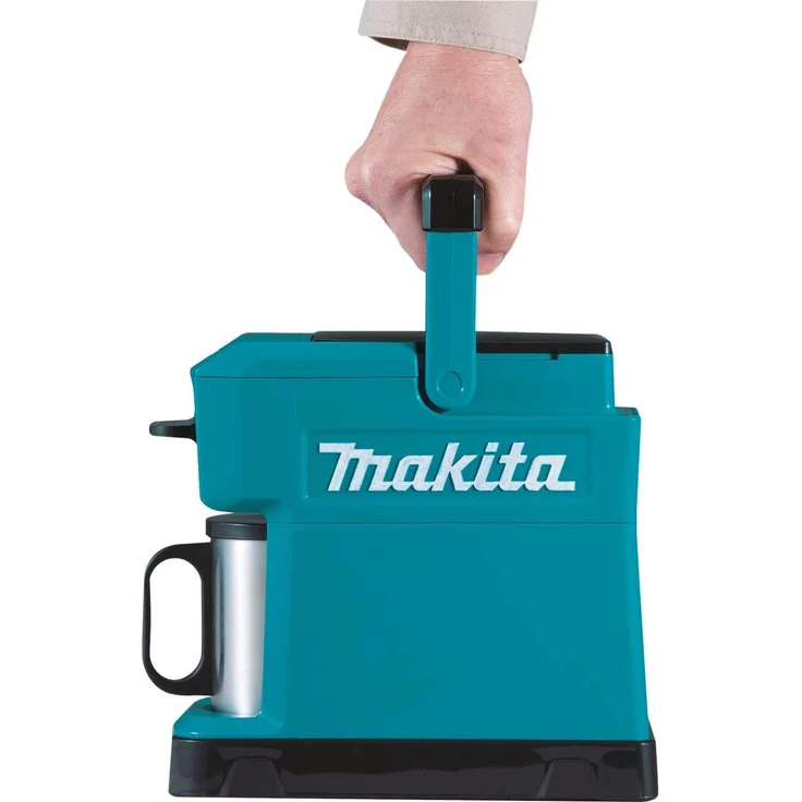 Makita DCM501 Akku-Kaffeemaschine Solo, 140 ml Wasserbehälter, mit Tragegriff, blau, ohne Akku und Ladegerät – Bild 2