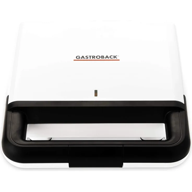 GASTROBACK weiß-schwarz 42443 Design Sandwichmaker, 750 Watt, antihaftbeschichtete Toastplatten, klein-kompakt