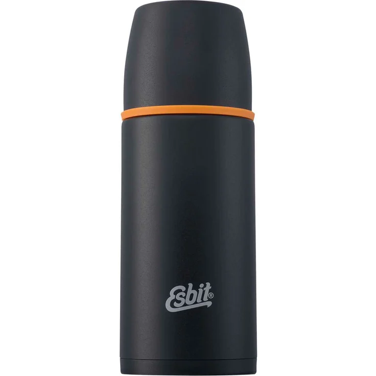 Esbit Isolierflasche, 0,5L, aus Edelstahl, inkl. zwei Trinkbecher, schwarz – Bild 1