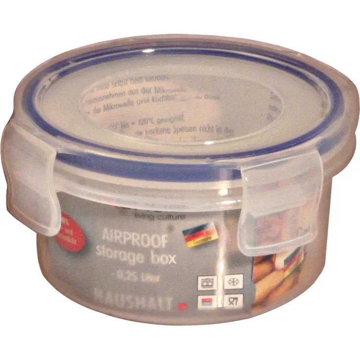 AXENTIA Airproof Vorratsdose Aufbewahrungsbox, Frischhaltedose, Multifunktionsbox transparent, 0,25 Liter Ø 10 cm, Höhe 6 cm