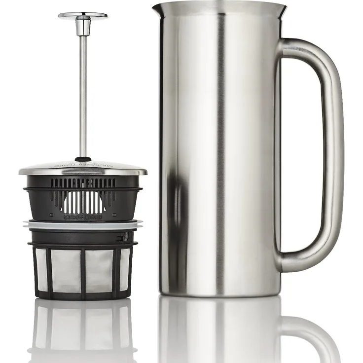 ESPRO French Press P7, Kaffee Stempelkanne mit Thermofunktion, Coffee-Maker, Kaffeezubereiter, 950ml, Edelstahl gebürstet
