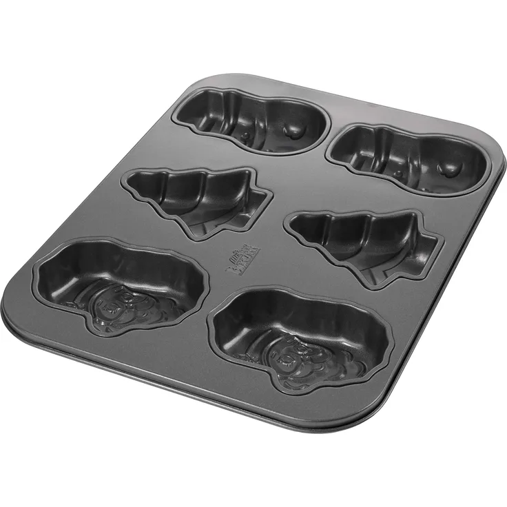 Birkmann 221918 Backblech Weihnachtsmotive, Carbon Stahl, Grau