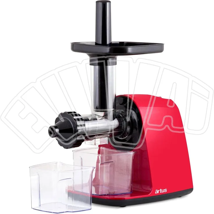Artus E01 Entsafter Slow Juicer, 200 W, 80 RPM, 2 Behälter, Rot