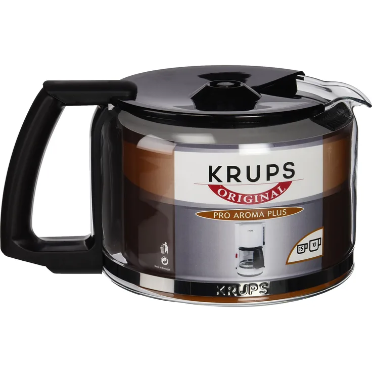 Krups F03442 Glaskrug Espresso--Kaffeemaschinenzubehör mit Deckel, 10 Tassen, schwarz