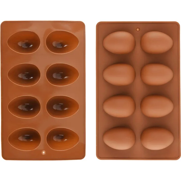Mirenlife Silikonform mit 8 Mulden, Eierform, antihaftbeschichtet, für Schokolade, Gebäck, Kuchen, Muffins, Brot, große Eiswürfel, Seife und mehr 2 egg molds