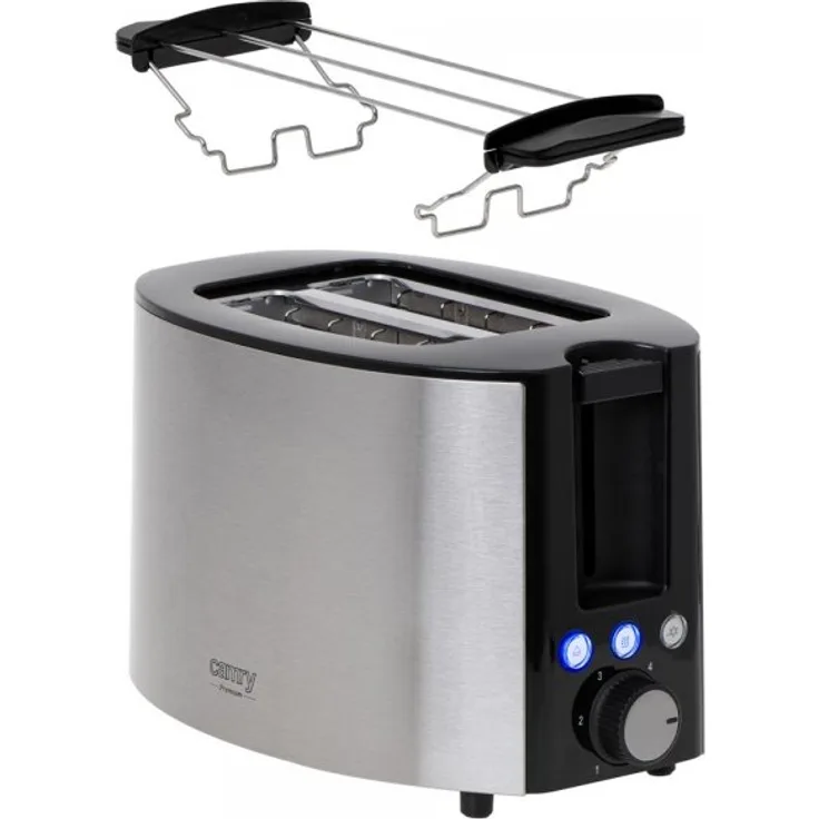 Camry CR 3215 2-Scheiben-Toaster, 850W, Edelstahl, Kunststoff, silber, schwarz