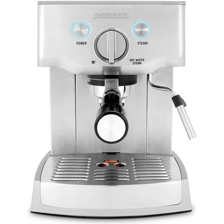 Gastroback 42709 Design Espresso Pro, Espressomaschine mit Siebträger, Milchaufschäumdüse, 15 bar, 1.5 L, Thermoblock-Heizsystem, 18-8 Edelstahl – Bild 1