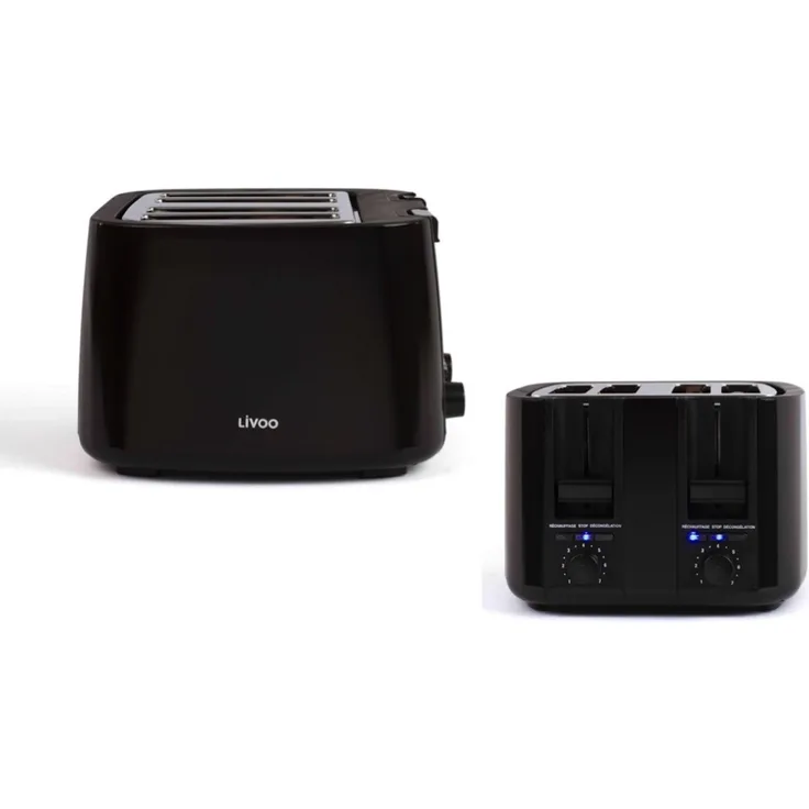 LIVOO 4-Scheiben-Toaster Toastgerät Toastautomat DOD167N schwarz
