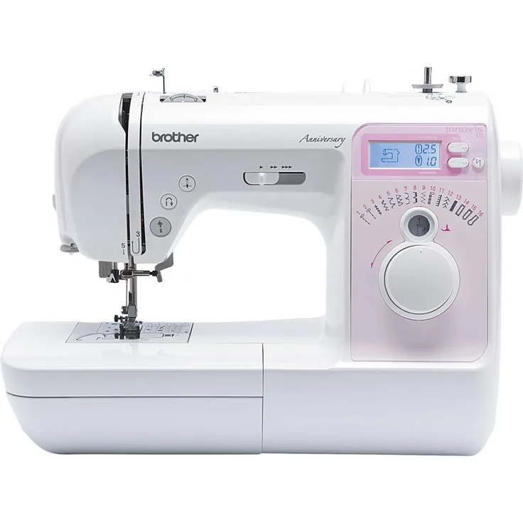 Brother Innov-is 10 Anniversary Freiarm-Nähmaschine 16 Nähprogramme Nählicht Rückwärtsnähen Display Freiarm-Nähmaschine, weiß, rosa