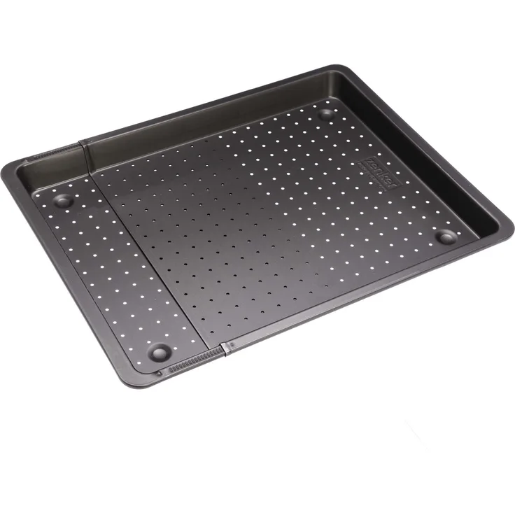 Zenker Backblech perforiert (52-37 cm x 33 cm), Ofenblech, ausziehbar & verstellbar, Lochblech, universal geeignet für Baguette, Kuchen, Pizza & Plätzchen