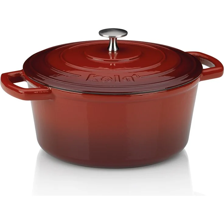 Kela Bräter Calido Gusseisen Rund 11,5cm 24cmØ 4l, Rot (4 l), 24 cm