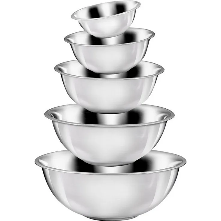 KING Schüssel, Edelstahl, Set, 5-tlg, ineinander stapelbar, 16-20-24-28-32 cm