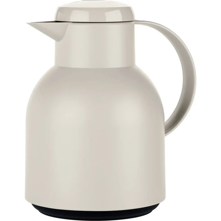 Emsa F4010400 Samba Isolierkanne (1 Liter, Quick Press Verschluss, 12h heiß, 24h kalt) puder-grau – Bild 1