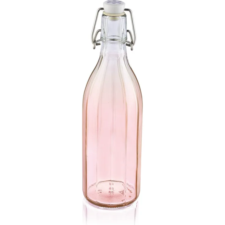 Leifheit Flasche Facette 3er Set 0, 5 L Tender Rose, Einmachflasche mit Bügelverschluss ideal für Selbstgemachtes, Öle und Essig, Likörflasche dekorative Glasflasche, Bügelflasche, glass bottle, rosa