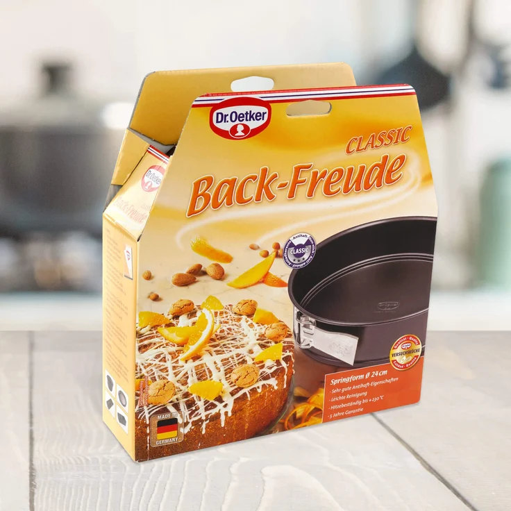 Dr. Oetker Springform Ø 24 cm, Kuchenform mit Flachboden, runde Backform aus Stahl mit Antihaftbeschichtung (Farbe: schwarz), Menge: 1 Stück – Bild 3