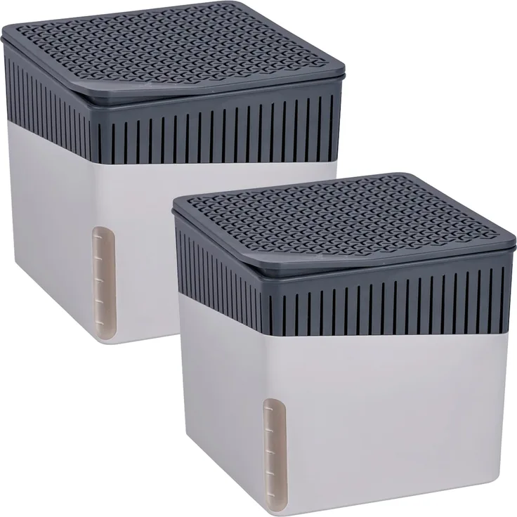 Wenko Raumentfeuchter Cube Grau 500 g, 2er Set Luftentfeuchter