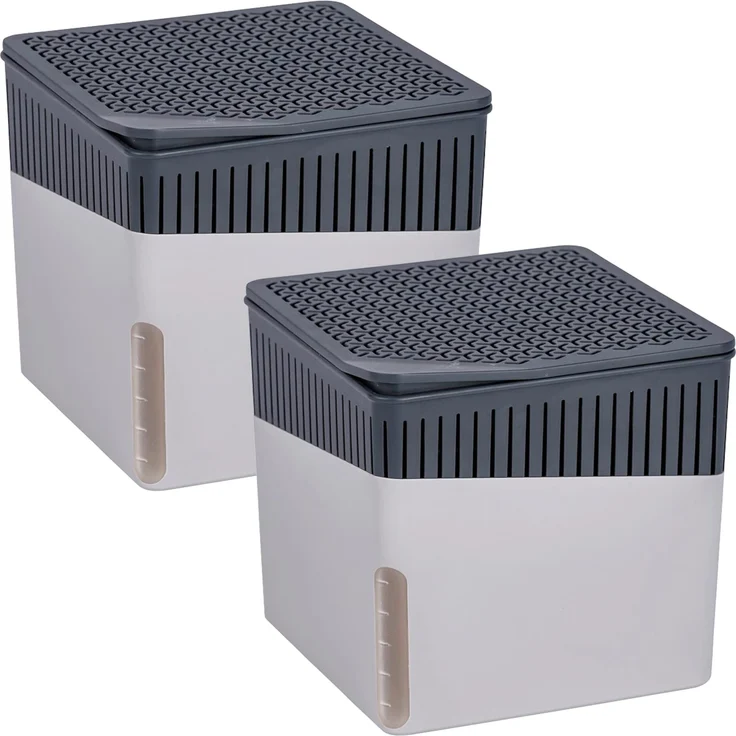 Wenko Raumentfeuchter Cube Grau 500 g, 2er Set Luftentfeuchter – Bild 1