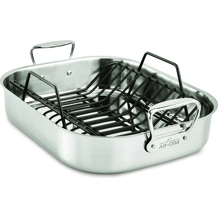 All-Clad 5016.31 Stainless Steel Bratreine groß mit Truthahngabeln T137 nicht induktionsgeeignet, Pfanne, 44 x 35 cm