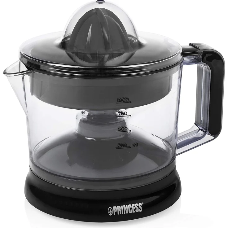Princess 01.201004.01.001 Zitruspresse Classic, schwarz, 1,0l, Kabelaufbewahrung