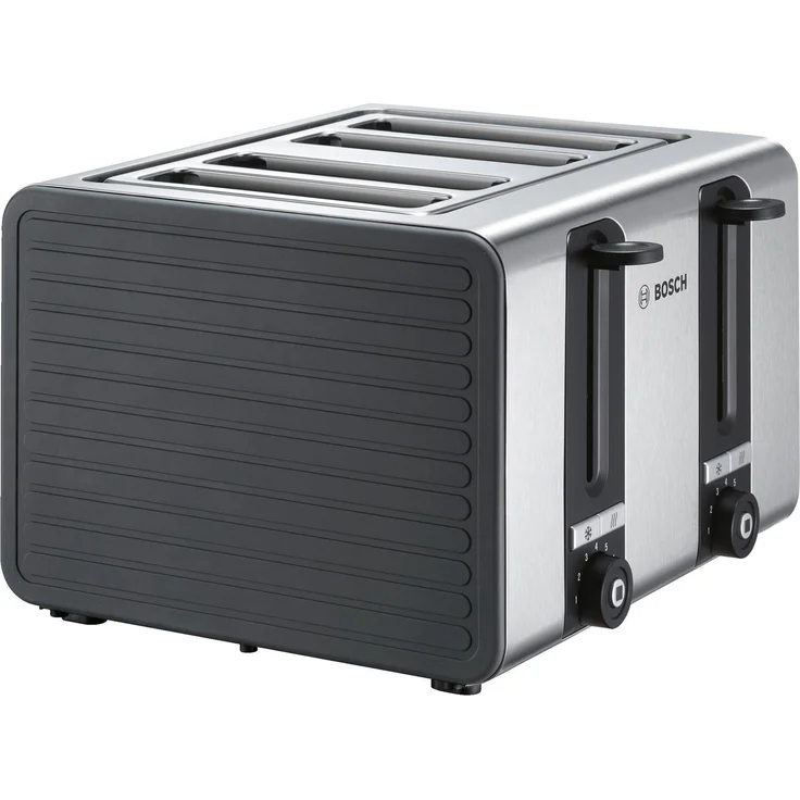 Bosch TAT7S45 4-Schlitz Toaster, Auftau-Aufknusperfunktion, automatische Brotzentrierung, Abschaltautomatik, 1800 W, Edelstahl-schwarz – Bild 1