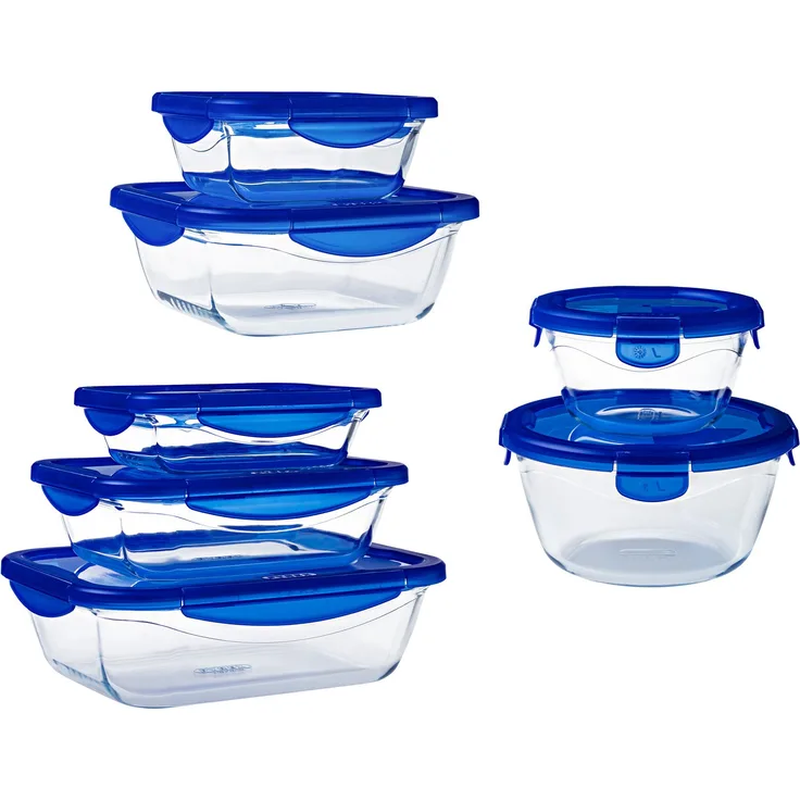 Pyrex Cook&Go Aufbewahrungsboxen, verschiedene Formen, 7 Stück