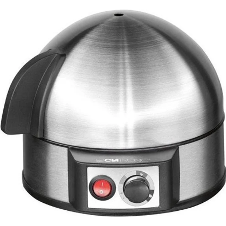 Clatronic EK 3321 Eierkocher mit Härtegradeinstellung (7 Eier), akustisches Endsignal, Messbecher mit Eipicker, 400 Watt, Inox – Bild 1